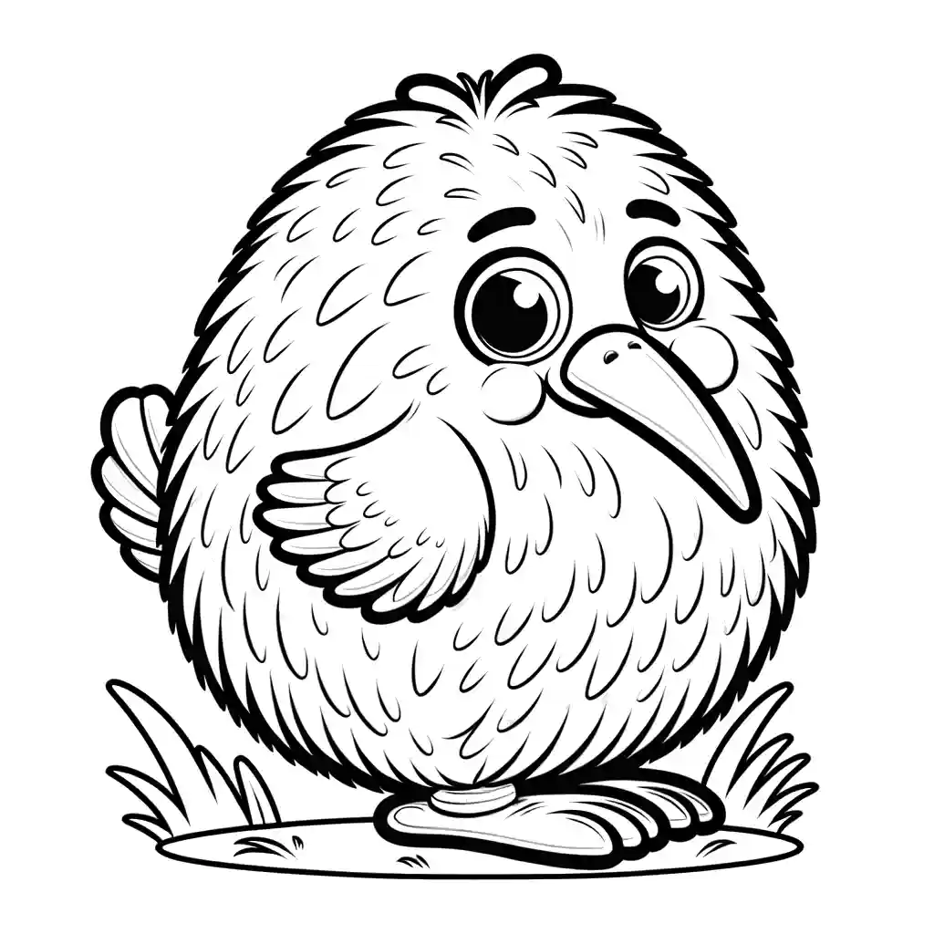 Ptak Rysunkowy Strona-kolorowanka-z-rysunkiem-ptaka-Kiwi-1 🎨 Magia Kolorowanek